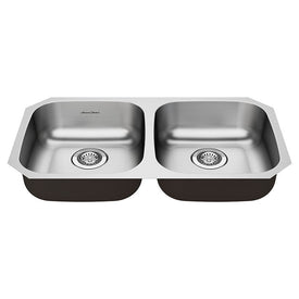 Portsmouth 32-1/4" Equal Double Bowl ADA Stainless Steel Undermount Kitchen Sink with Drains