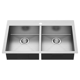 Edgewater 33" x 22" Double Bowl ADA Stainless Steel Dual Mount Kitchen Sink with 1 Hole
