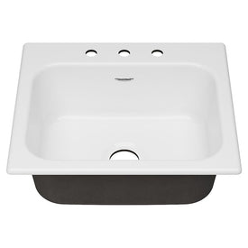 Quince 25" Single Bowl Cast Iron Drop-In Kitchen Sink with 3 Holes