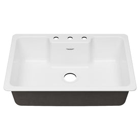Quince 33" Single Bowl Cast Iron Drop-In Kitchen Sink with 3 Holes