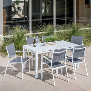 HARPDNS7PC-WHT Outdoor/Patio Furniture/Patio Dining Sets