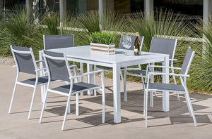 HARPDNS7PC-WHT Outdoor/Patio Furniture/Patio Dining Sets
