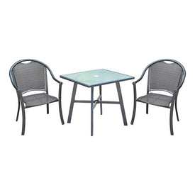 Bambray Three-Piece Commercial Patio Set with Glass-Top Bistro Table
