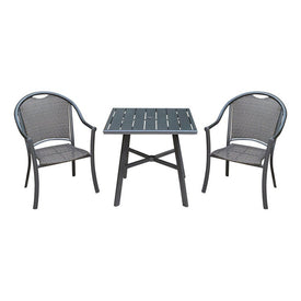 Bambray Three-Piece Commercial Patio Set with Slat-Top Bistro Table