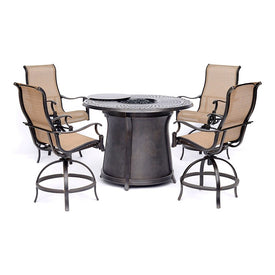 Manor Five-Piece High-Dining Set with 40000 BTU Cast-top Fire Pit Table
