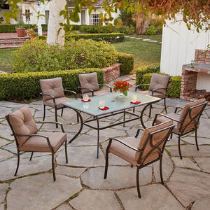 PALMBAYDN7PC-TAN Outdoor/Patio Furniture/Patio Dining Sets