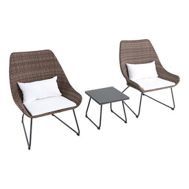 Montauk Three-Piece Wicker Scoop Chat Set with Cushions