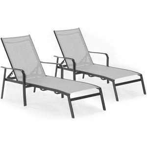 FOXCHS2PC-GRY Outdoor/Patio Furniture/Outdoor Chaise Lounges