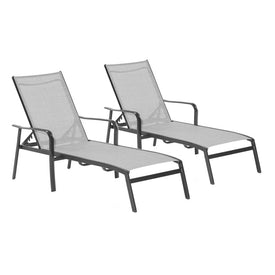 Foxhill Two-Piece All-Weather Commercial Chaise Lounge Chair Set with Sunbrella Sling Fabric