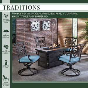 TRAD5PCRECSW4FP-BLU Outdoor/Patio Furniture/Patio Conversation Sets