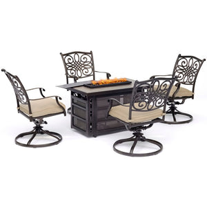 TRAD5PCRECSW4FP-TAN Outdoor/Patio Furniture/Patio Conversation Sets