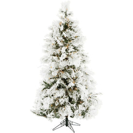 6.5-Ft. Frosted Fir Snowy Artificial Christmas Tree with Clear LED String Lights