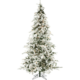 7.5-Ft. White Pine Snowy Artificial Christmas Tree with Clear LED String Lights