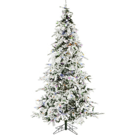 7.5-Ft. White Pine Snowy Artificial Christmas Tree with Multi-Color LED String Lights and Holiday Soundtrack