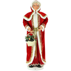 58" Dancing Mrs. Claus with Hooded Cloak and Basket