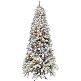 6.5-Ft. Flocked Alaskan Pine Christmas Tree with Clear LED String Lights