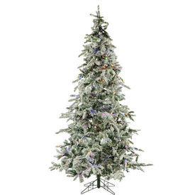 7.5-Ft. Flocked Mountain Pine Christmas Tree with Multi-Color LED String Lights