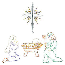 Christmas Giant Outdoor LED Lights Four-Piece Nativity Set with Star/Joseph/Mary/Baby Jesus