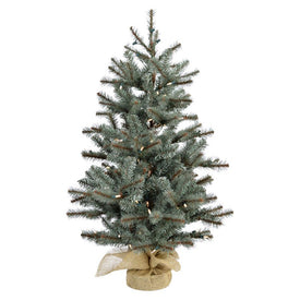 4-Ft. Heritage Pine Artificial Tree with Burlap Base and LED String Lights