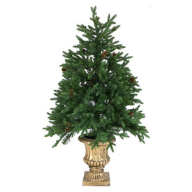 4-Ft. Noble Fir Artificial Tree with Metallic Urn Base and Multi-Colored LED String Lights