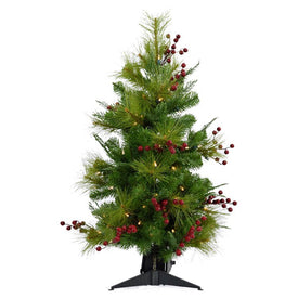4-Ft. Newberry Pine Artificial Tree with LED String Lights