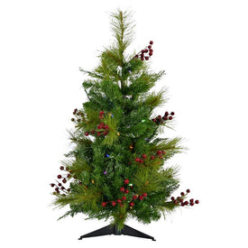4-Ft. Newberry Pine Artificial Tree with Multi-Colored LED String Lights