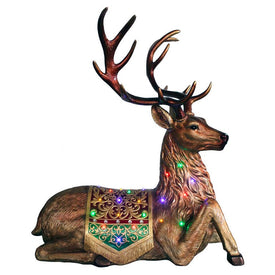 Indoor/Outdoor Oversized Christmas Decor with LED Lights/4-Ft. Tall Metallic Sitting Reindeer