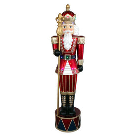 Indoor/Outdoor Oversized Christmas Decor 6-Ft. Jeweled Nutcracker Greeter with Staff