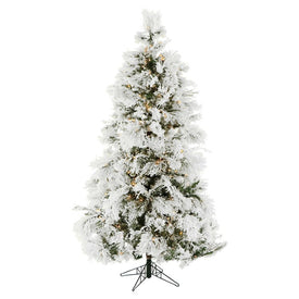 6.5-Ft. Flocked Snowy Pine Christmas Tree with Smart String Lighting