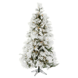 7.5-Ft. Flocked Snowy Pine Christmas Tree with Smart String Lighting