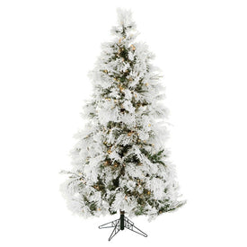 9-Ft. Flocked Snowy Pine Christmas Tree with Smart String Lighting