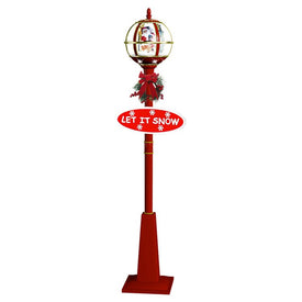 Let It Snow Series 69" Snow Globe Lamp Post with Santa Scene/Sign/Snow/Christmas Carols