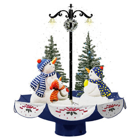 Let It Snow Series 29" Musical Snow-Family Scene with Blue Umbrella Base and Snow Function