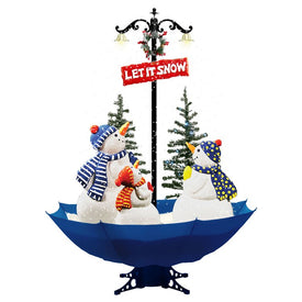 Let It Snow Series 67" Musical Snow-Family Scene with Blue Umbrella Base and Snow Function