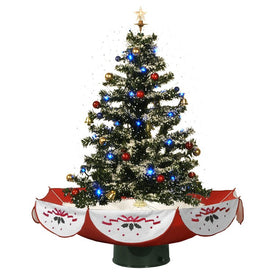 Let It Snow Series 29" Musical Christmas Tree with Red Umbrella Base and Snow Function