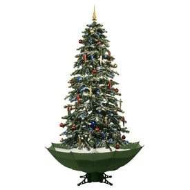 Let It Snow Series 67" Musical Christmas Tree with Green Umbrella Base and Snow Function