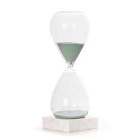 90-Minute Sand Timer on Crystal Base with Light Blue Sand