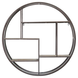31.5" Round Wood/Metal Wall Shelf