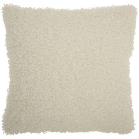 Mina Victory Curly Faux Fur Ivory 22" x 22" Throw Pillow