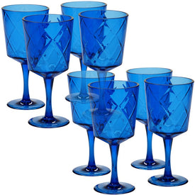 Diamond 13 oz Cobalt Blue Acrylic All-Purpose Goblets Set of 8