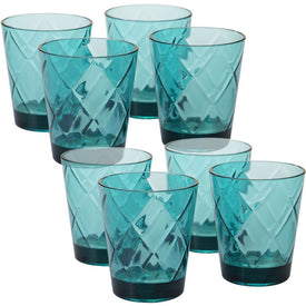 Diamond 15 oz Teal Acrylic Double Old Fashioned Glasses Set of 8
