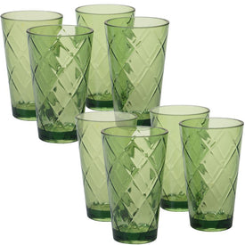 Diamond 20 oz Green Acrylic Ice Tea Glasses Set of 8