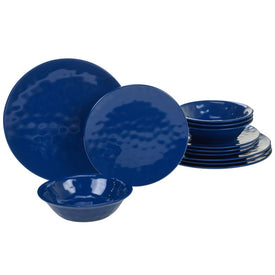 Heavyweight Cobalt Blue Twelve-Piece Melamine Dinnerware Set
