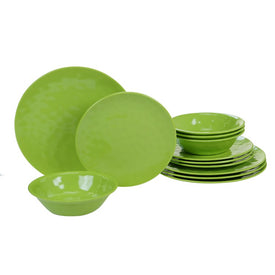 Heavyweight Green Twelve-Piece Melamine Dinnerware Set