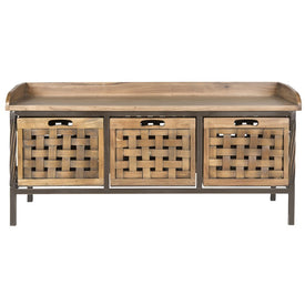 Isaac Three-Drawer Wooden Storage Bench - Oak
