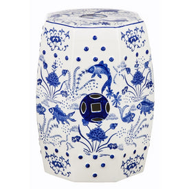 Cloud 9 Chinoiserie Garden Stool - Blue