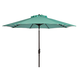 Athens Inside Out Striped 9 Ft Crank Outdoor Auto Tilt Umbrella - Dark Green/White