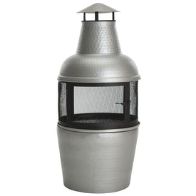 Cartagena Chiminea Fire Pit - Silver/Black