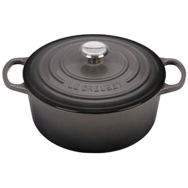 Signature 5.5-Quart Cast Iron Round Dutch Oven with Stainless Steel Knob - Oyster
