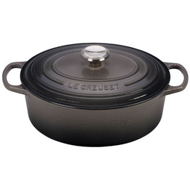 Signature 5-Quart Cast Iron Oval Dutch Oven with Stainless Steel Knob - Oyster